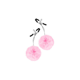 Pinces à seins pression réglable pompons roses 